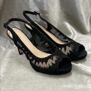 Lady Couture Spicy 3" Heel Beaded Sling Back Peep Toe Pumps